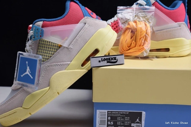 1st Kicks DC9533-800 Union Ice Guava Retro Jordan Air 4 0729